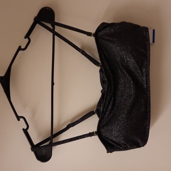 NWT, California Waves Black Metallic Shine Bandeau Top - Picture 2 of 11